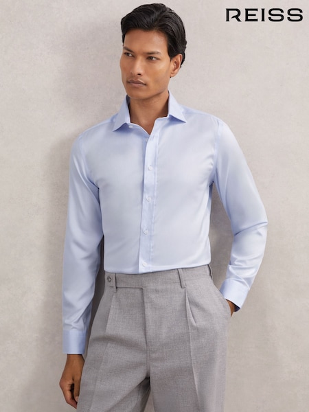 Reiss Soft Blue Bishopsgate Slim Fit Cotton-Tencel Stretch Shirt (F77490) | €125