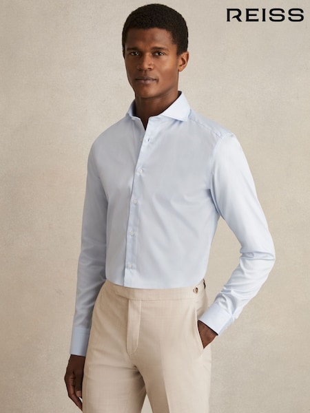 כחול רך - Reiss Storm Slim Cotton-Twill Two-Fold Shirt Slim-Fit (F77499) | ‏642‏₪