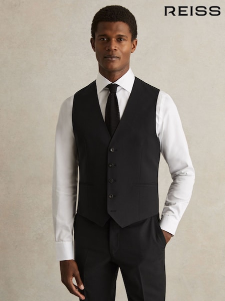 Negro - Reiss Promise Wool-Blend Slim-Fit Waistcoat (F77521) | 170 €