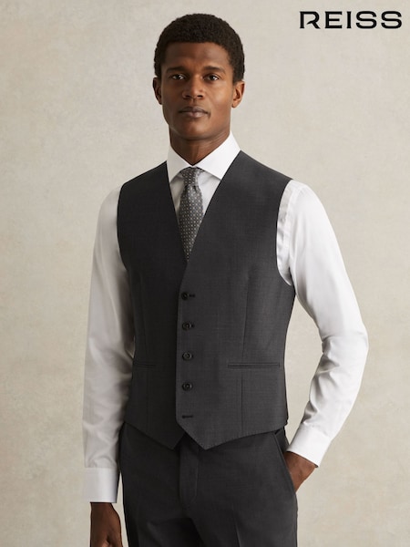 Reiss Grey Promise Wool-Blend Slim-Fit Waistcoat (F77533) | €170