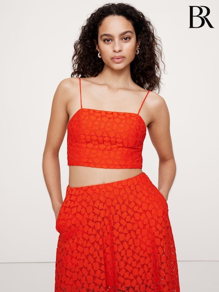 Banana Republic Orange Strappy Geo Lace Cropped Top (F77545) | €86