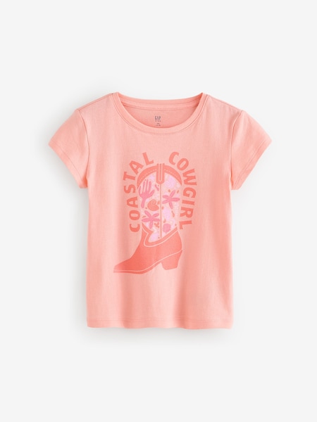 Gap Pink Cowgirl Boot Short Sleeve Crew Neck Graphic T-Shirt (4-13yrs) (F77583) | €14