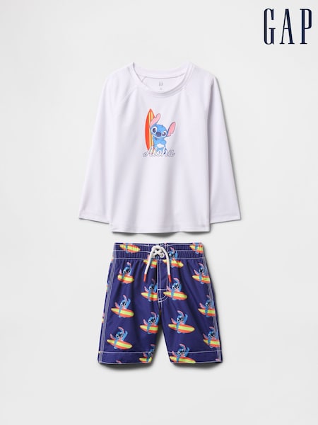 Gap White Stitch Disney Rash Guard Swim Two Piece (6mths-5yrs) (F77643) | €46