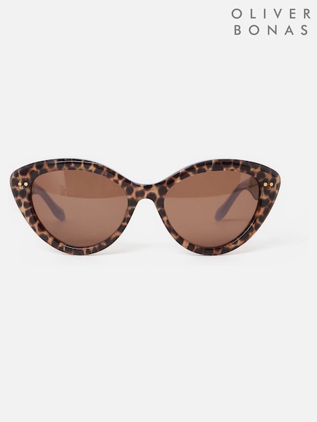 Oliver Bonas Leopard Print Cat Eye Acetate Sunglasses (F77693) | 443 LEI