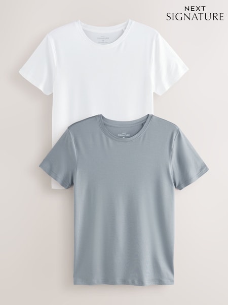 Cinza/Branco - Signature TENCEL™ Lyocell T-Shirts 2 Pack (F77748) | R$ 240