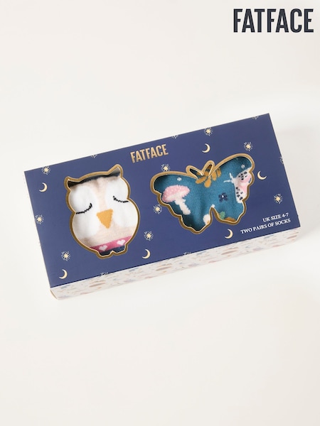 Multi 2 Pack Woodland Owl Socks in a Gift Box (F77792) | €17