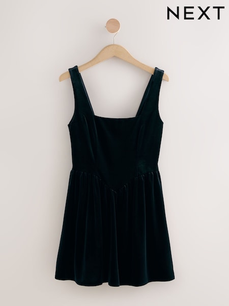 Preto - Velvet Square Neck Waisted Mini Dress (F77852) | R$ 330