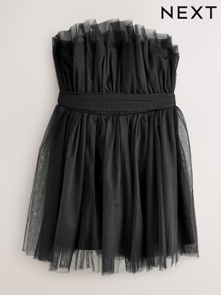 Black Occasion Tulle Bandeau Mini Dress (F77853) | 305 QAR