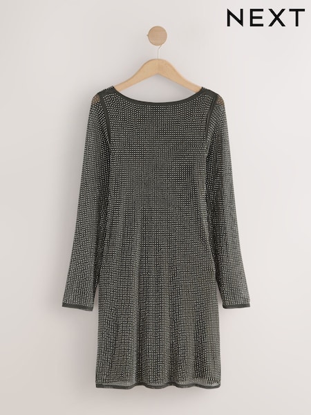 Pewter Grey Hotfix Cowl Back Mini Dress (F77855) | €84