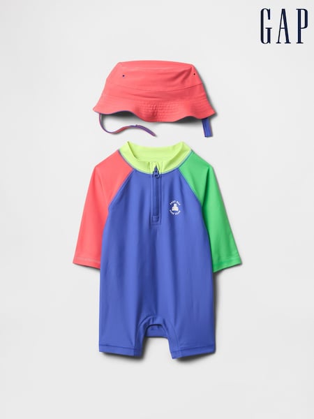 Gap Rash Guard Swimsuit One Piece Hat Set (Newborn-24mths) (F77886) | 42 €