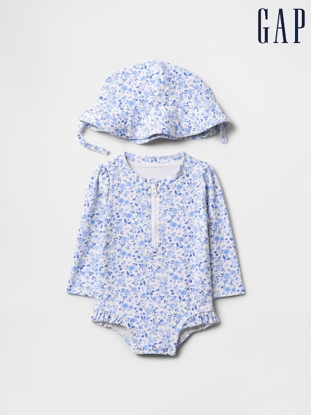 Gap Rash Guard Swimsuit One Piece Hat Set (Newborn-24mths) (F77890) | 42 €