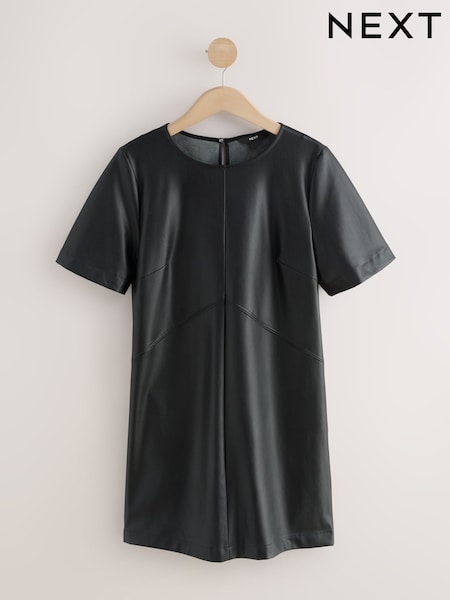 Preto - Faux Leather T-Shirt Dress (F77897) | R$ 455
