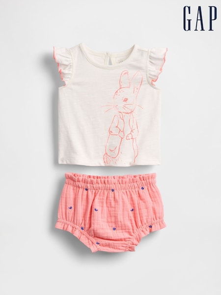 Gap Pink Peter Rabbit T-Shirt Outfit Set (Newborn-24mths) (F77900) | €39
