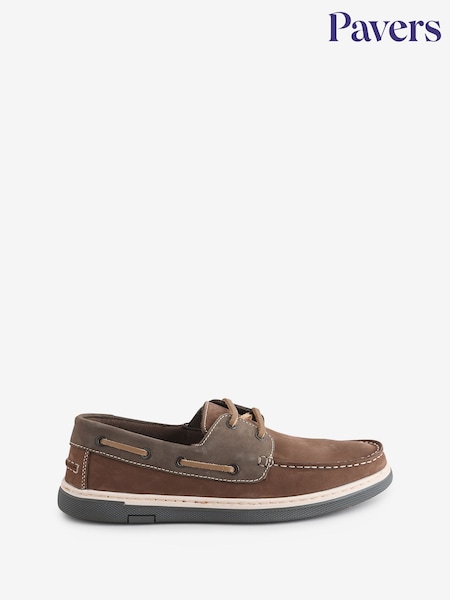 Pavers Brown Grippy Leather Boat Shoes (F77906) | €71