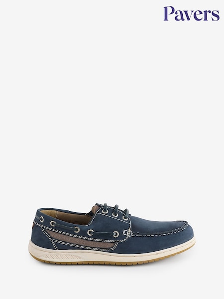 темно-синий - Pavers Leather Lace-Up Boat Shoes (F77921) | €66