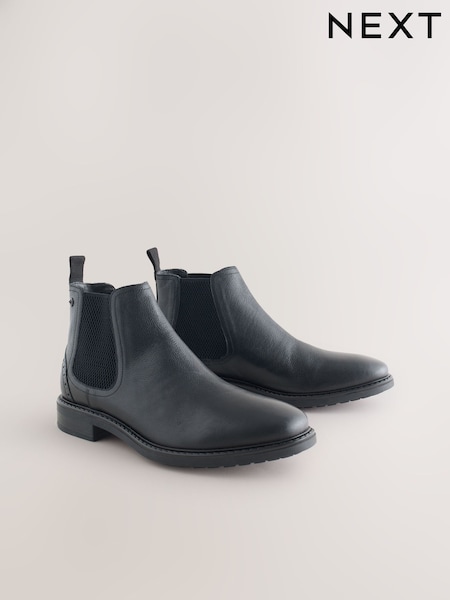 Black Leather Chelsea Boots (F77949) | €73