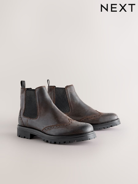 Brown Brogue Chunky Chelsea Boots (F77950) | €82