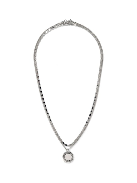 DCK Mens Silver Tone Layered Coin Pendant Necklace (F77977) | € 22