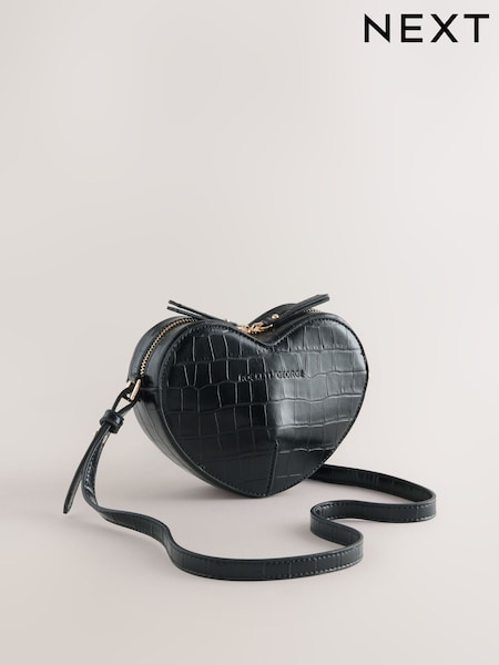 Rockett St George Black Croc Effect Heart Cross-Body Bag (F78031) | € 53