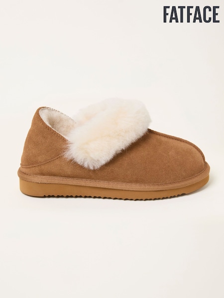 FatFace Tan Brown Sheepskin Fold Down Slipper (F78086) | R$ 490