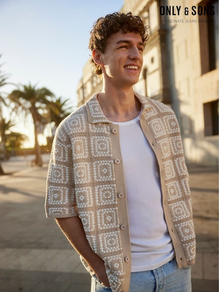 Only & Sons Natural Relaxed Fit Crochet Shirt (F78088) | €60