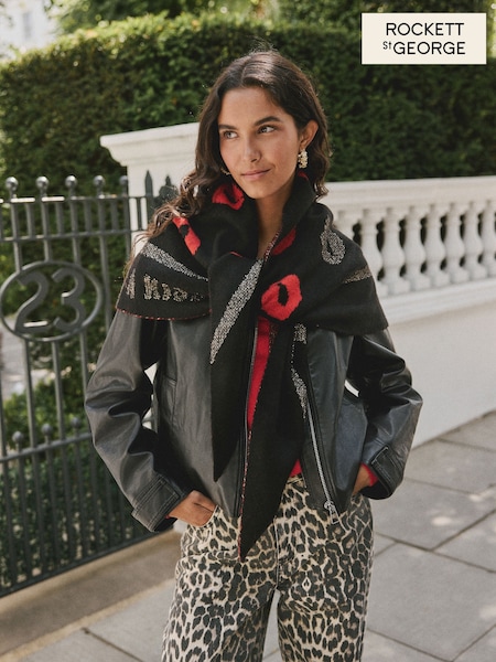 Rockett St George Black/Red Lips Midweight Scarf (F78102) | €40.50