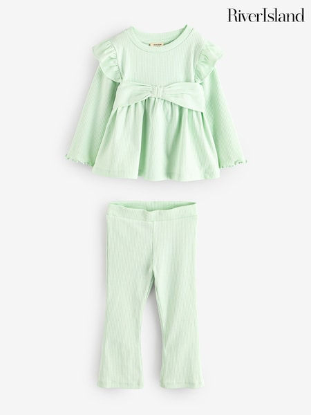 River Island Girls Bow Peplum Kickflare Set (F78125) | ‏87 د.إ.‏