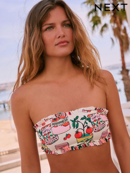 Estampa de tomate Pomodoro cream/red - Frill Bandeau Bikini Top (F78289) | R$ 210