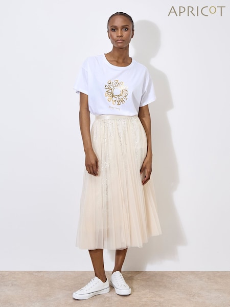 Apricot Natural Tulle Sequin Layer Skirt (F78308) | €51