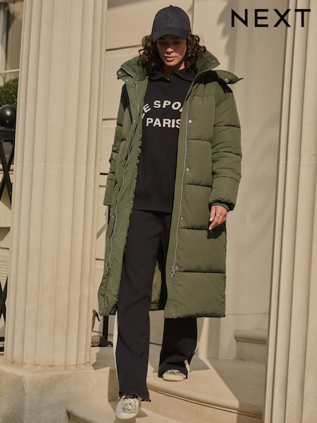 Khaki Green Long Padded Coat (F78391) | €85