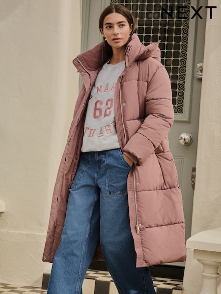 Rose Pink Long Padded Coat (F78392) | €103