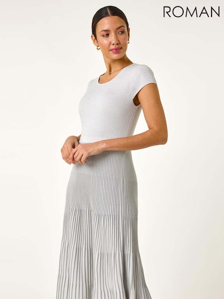 Roman Metallic Shimmer Knit Pleated Dress (F78424) | €93