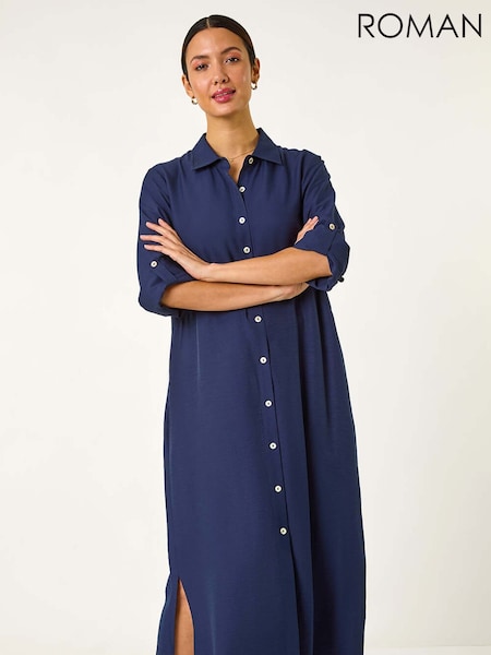 Roman Blue Button Through Shirt Midi Dress (F78429) | €69