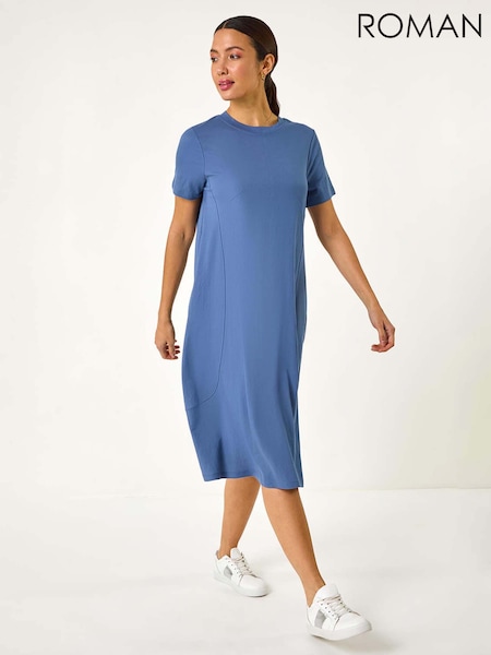 Roman Blue Plain Stretch T-Shirt Dress (F78447) | €53