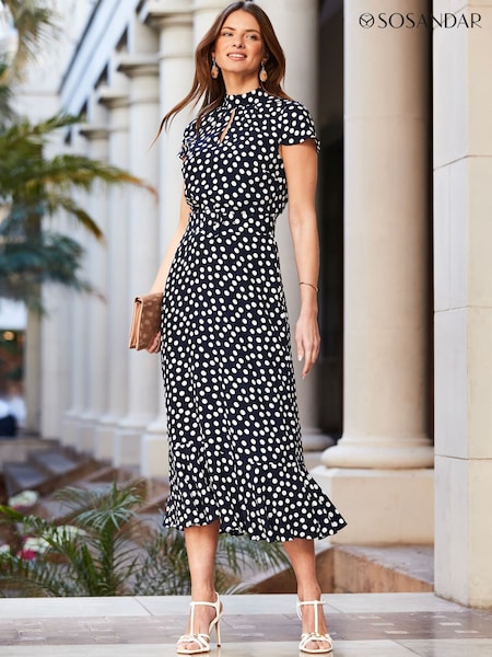 Sosandar Spot Print Fit & Flare Dress (F78476) | €99