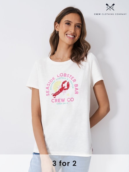 Crew Clothing Blue Crew Clothing Blue 100% Cotton Graphic Print Slub T-Shirt (F78516) | ₪126