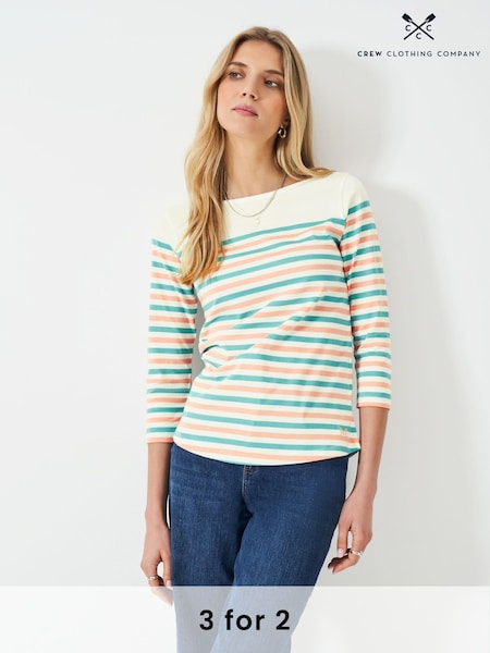 Blanco crudo - Crew Clothing Company 100% Cotton Essential Breton Stripe Top (F78519) | 41 €