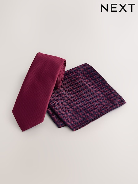 Red/Navy Tie and Pocket Square Set (F78542) | OMR8