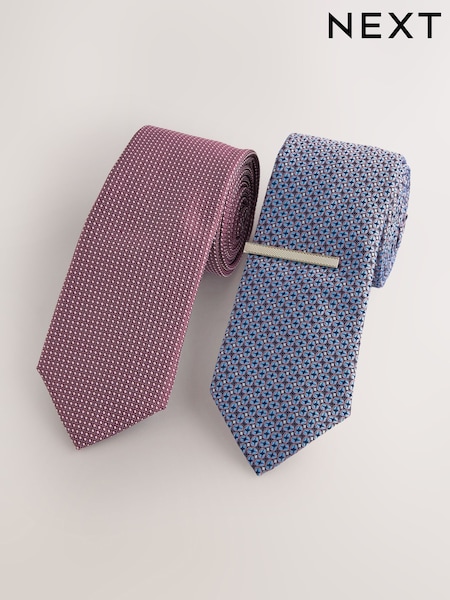 Light Pink/Light Blue Textured Ties And Clips 2 Pack (F78570) | €35