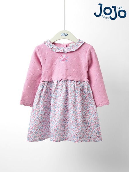 JoJo Maman Bébé Pink Knitted Combo dress (F78598) | AED218 - AED256