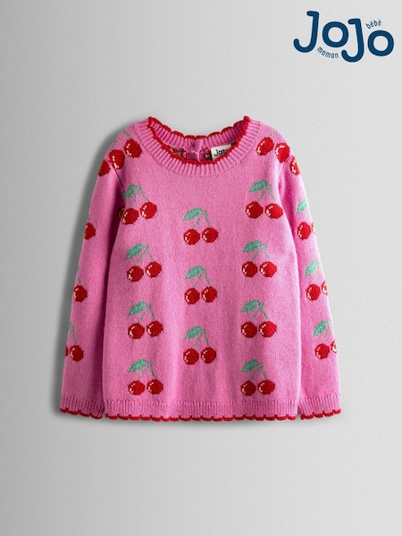 JoJo Maman Bébé Cherry Intarsia Crew Neck Jumper (F78616) | 45 € - 46 €