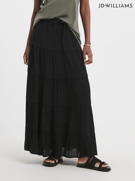 JD Williams Black Crinkle Tiered Maxi Skirt (F78636) | €61