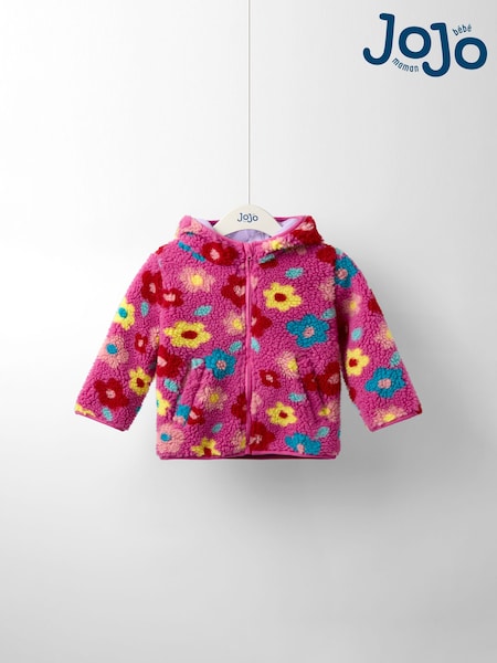 JoJo Maman Bébé Pink Light Hooded Fleece Jacket (F78637) | AED198 - AED233