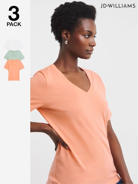 JD Williams V-Neck T-Shirts 3 Pack (F78649) | 201 LEI