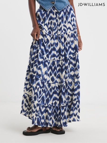 JD Williams Blue Crinkle Tiered Maxi Skirt (F78657) | €64