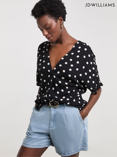 Negru - Top JD Williams Popover din material încrețit (F78666) | 209 LEI