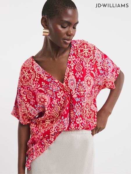 Roz - Top JD Williams Popover din material încrețit (F78677) | 209 LEI