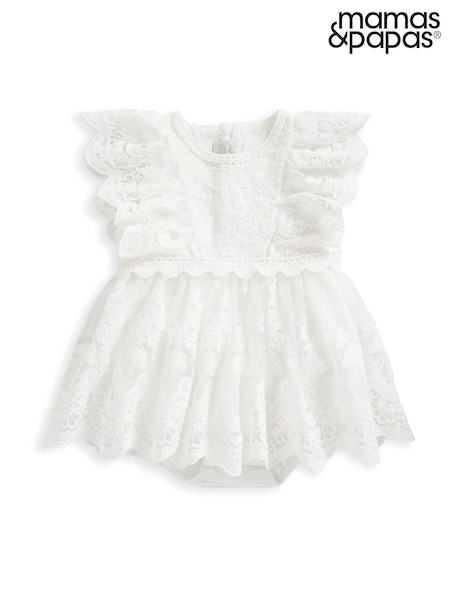Mamas & Papas Cream Lace Frill Shorts Romper (F78710) | ₪226
