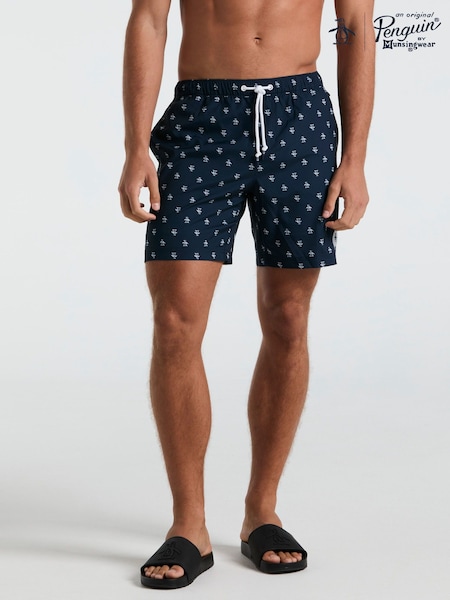 Original Penguin Blue All Over Print 100% Cotton Swim Short (F78794) | ‏251‏₪
