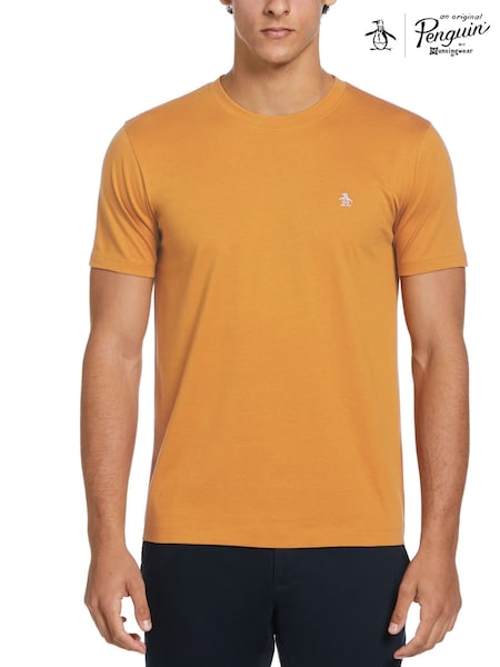 צהוב - Original Penguin Pin Point 100% Cotton Logo T-shirt (F78798) | ‏151‏₪